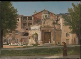 A Section of the Via Sacra, Rome (The Church of Saints Cosmas and Damian), by Christoffer Wilhelm Eckersberg, oil, 1814