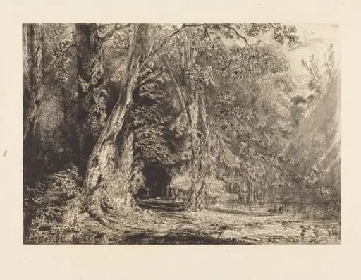 Flooding in the Forest of the Ile Séguin, by Paul Huet, ink, 1833
