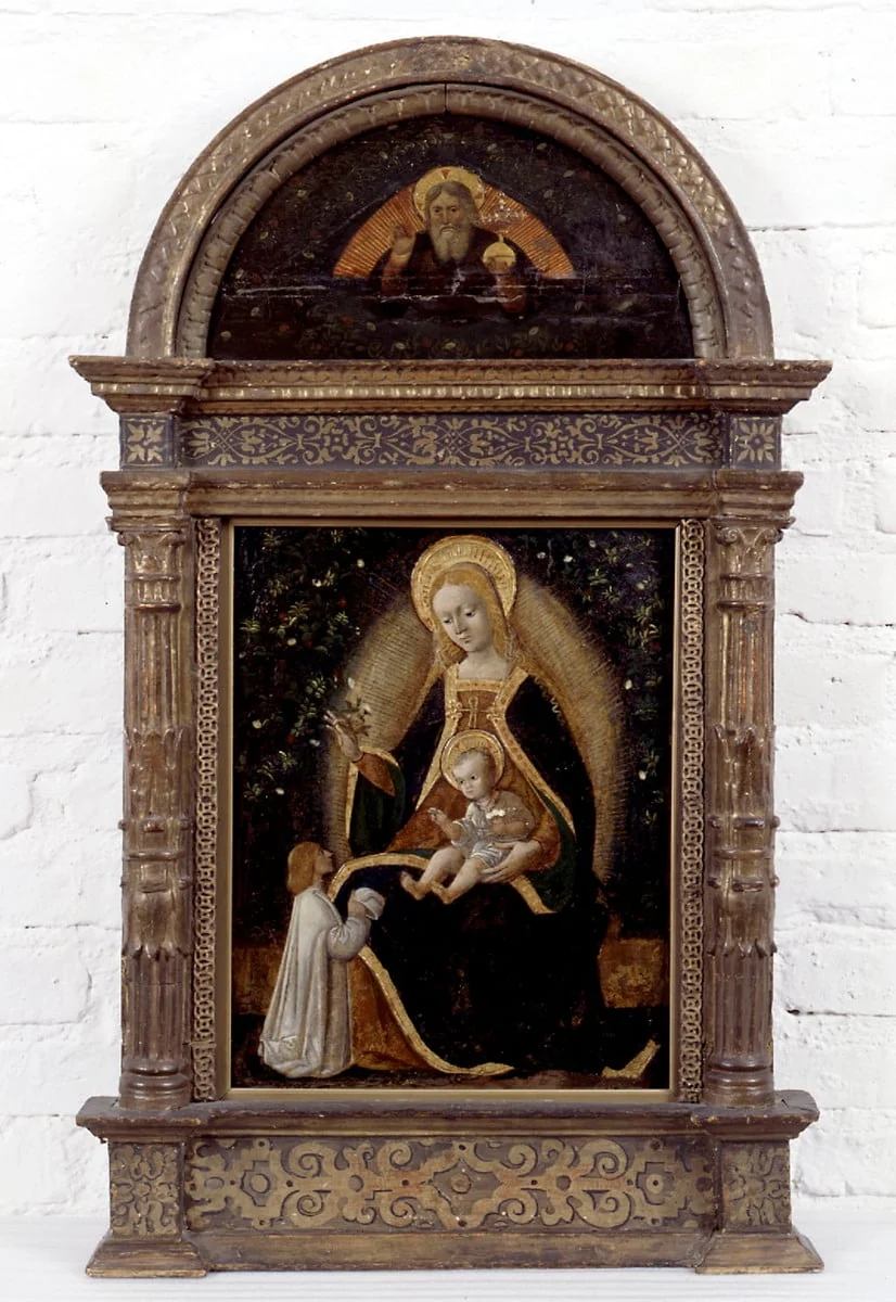 Neitsyt Maria, Jeesus-lapsi ja lahjoittaja, detail