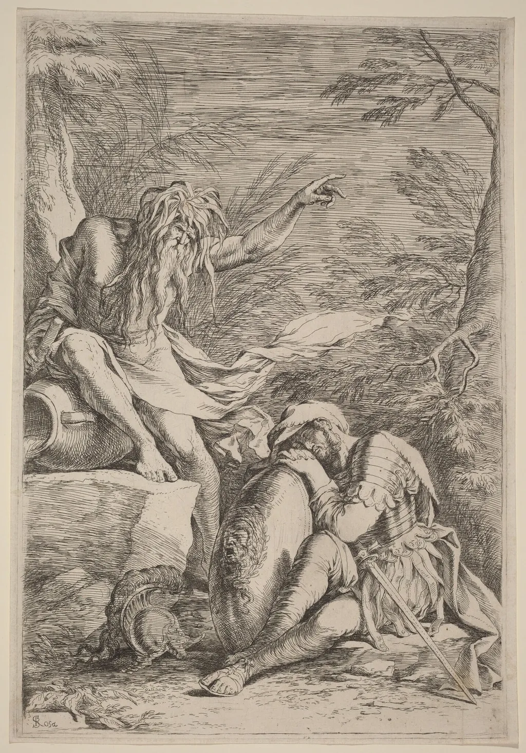 The Dream of Aeneas, by Salvator Rosa, ink, 1644
