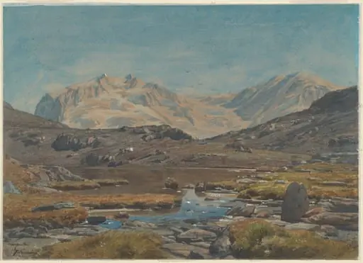 Mountain Landscape, by François-Louis Français, gouache, 1865