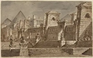An Egyptian Stage Design, by Pietro Gonzaga, ink, 1815