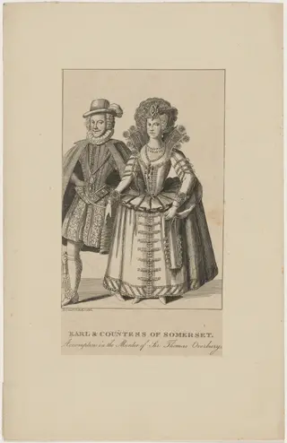 Earl and Countess of Somerset, Accomplices inthe Murder of Sir Thomas Overbury, by George Cruikshank, ink, 1835