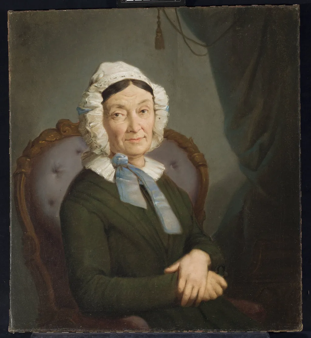 Portrait of Anna Kurpiewska née Olszakiewicz, by Rafał Hadziewicz, oil, 1860