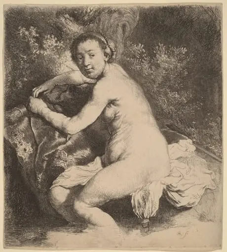 Diana at the Bath, by Rembrandt, ink, 1631