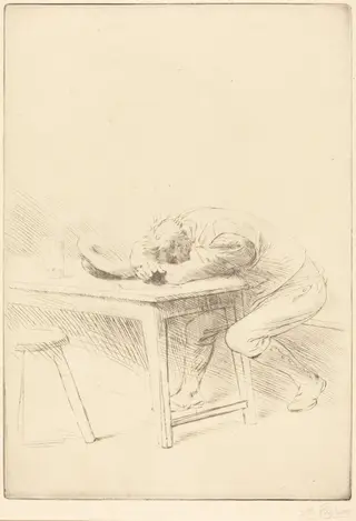 Siesta of a Laborer (Sieste d'un ouvrier), by Alphonse Legros, ink, 1888
