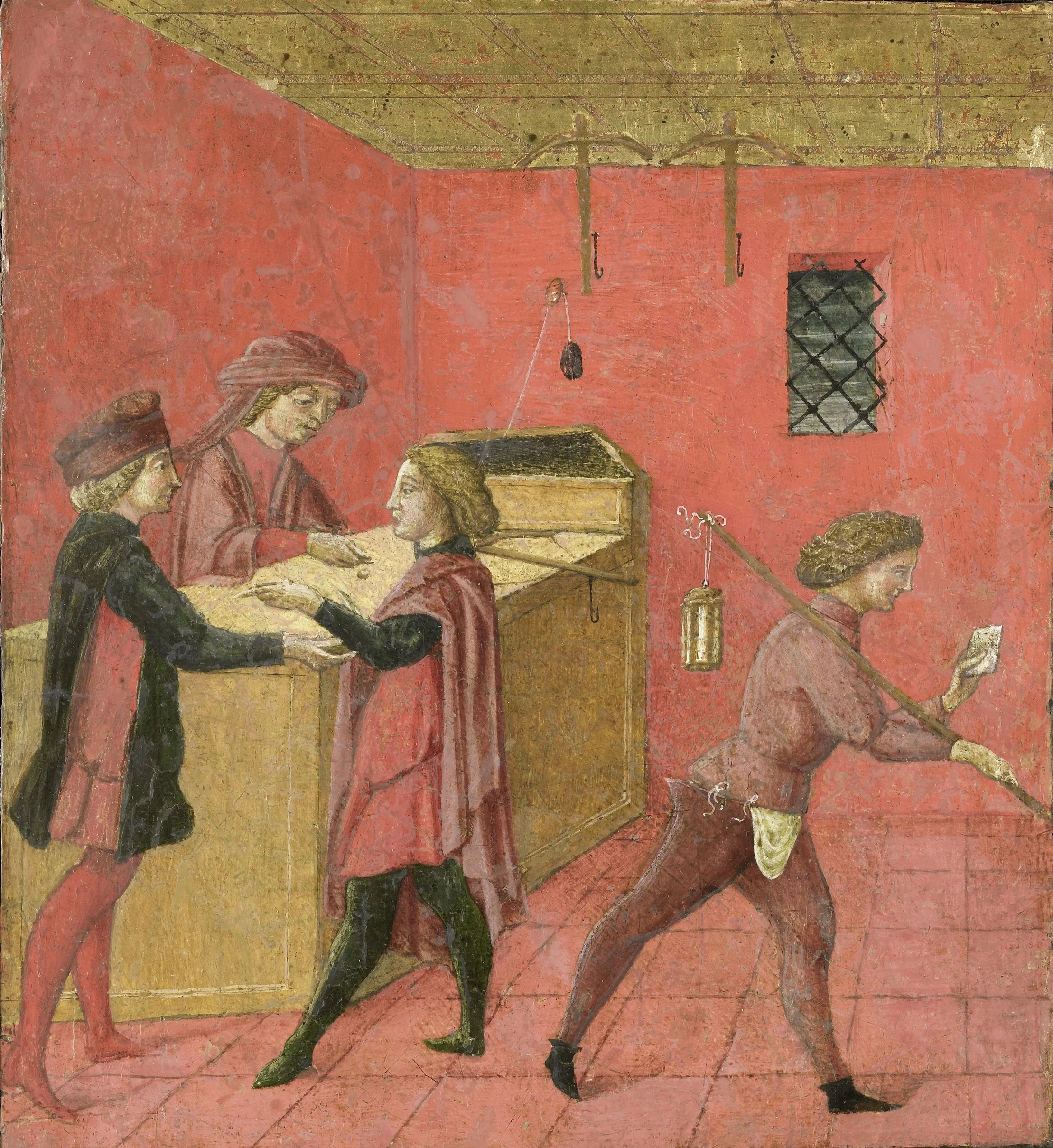 Payment of Salaries to the Night Watchmen in the Camera del Comune of Siena, detail