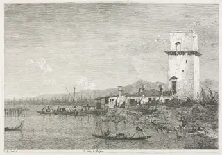 Views: The Tower of Malghera, by Canaletto, 1740