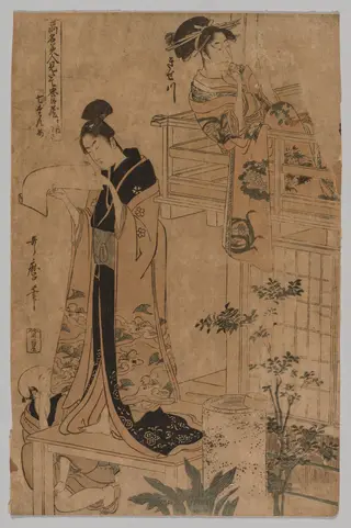 Act VII from the series The Storehouse of Loyal Retainers As Portrayed by Famous Beauties in Twelve Leaves, by Kitagawa Utamaro, 1794