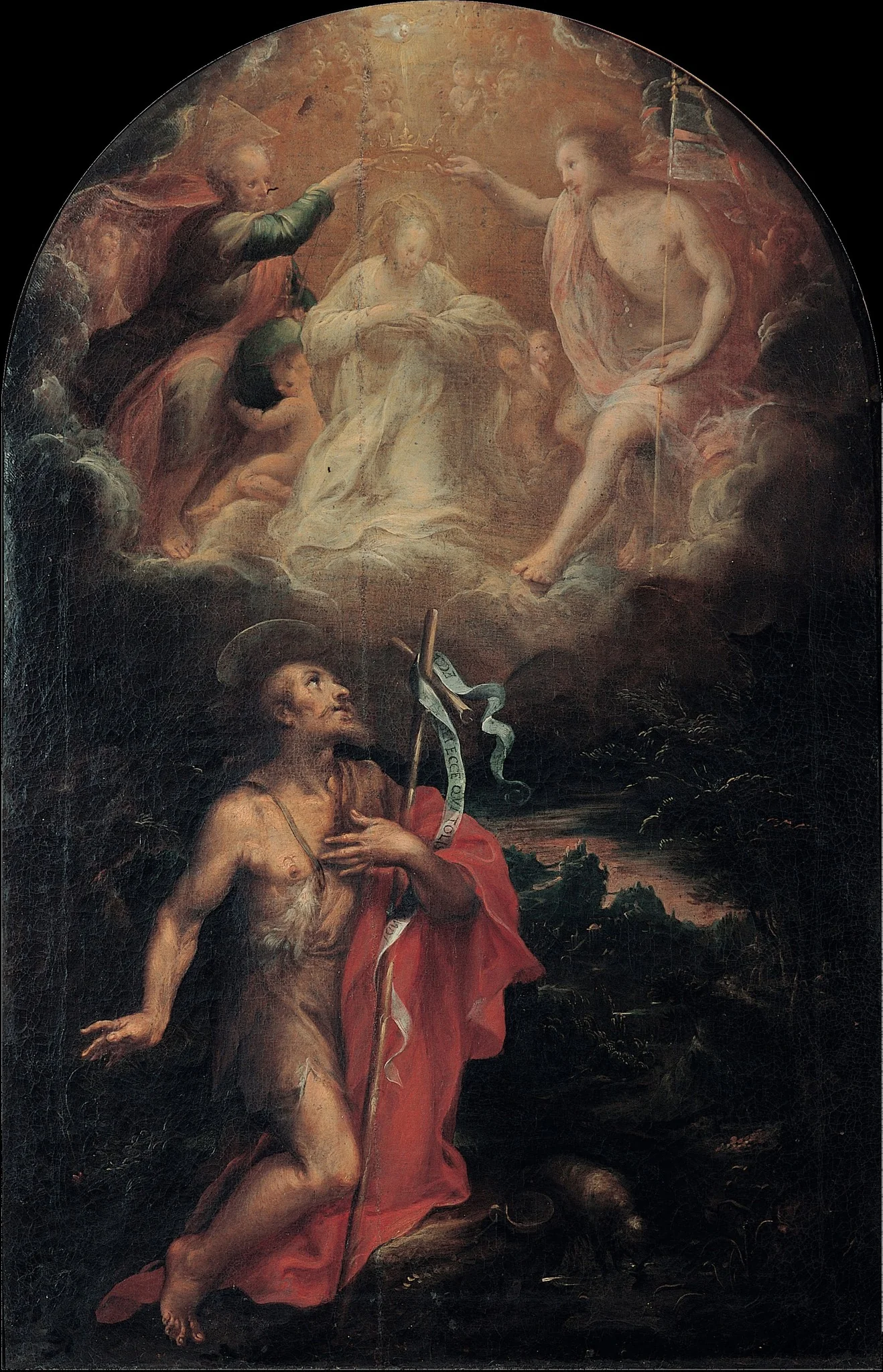 Coronation of the Virgin with Saint John the baptist, detail