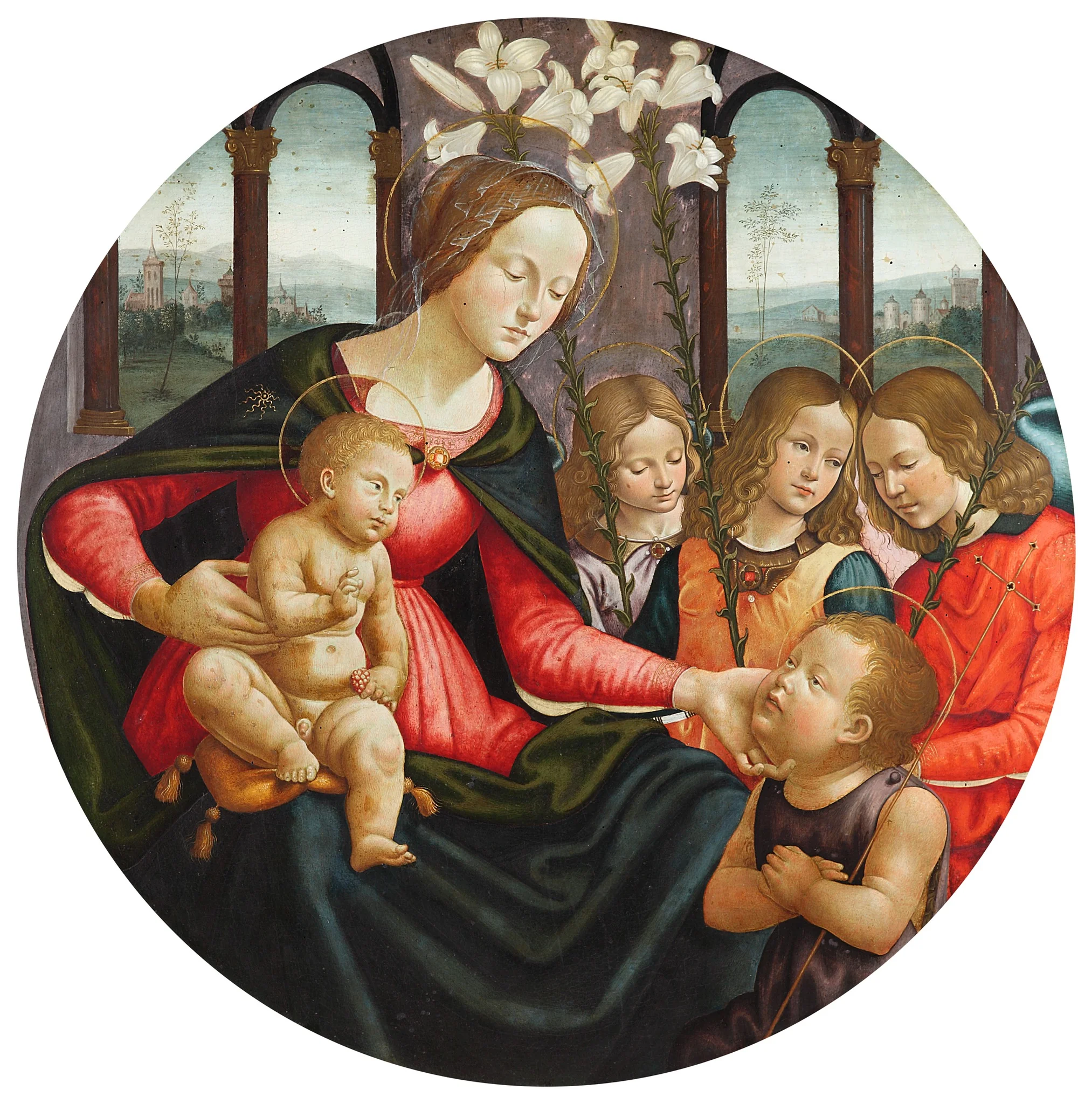 The Virgin and Blessing Child, Young St. John and three Angels, detail