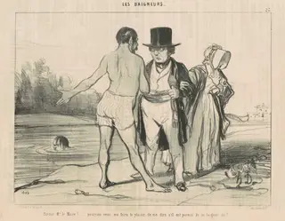 Pardon, Mr Le Maire! ... pourriez-vous ..., by Honoré Daumier, ink, 1842