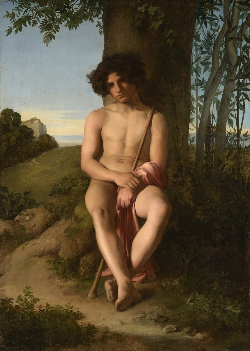 Seated Young Shepherd, detail