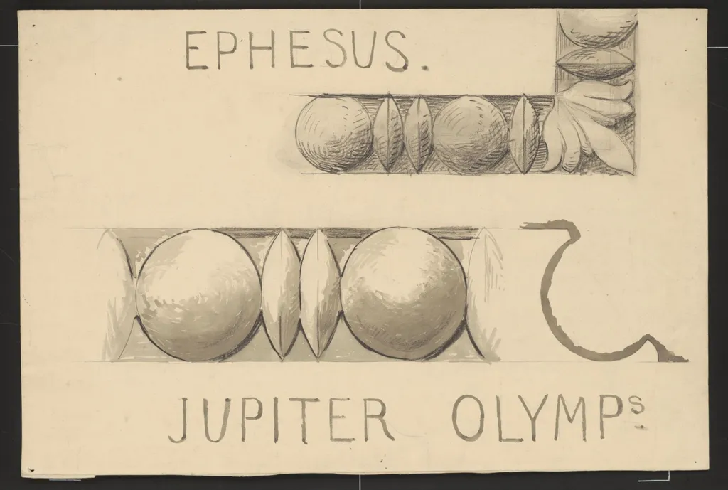 Drawing of moulding on the Temple of Jupiter Olympius at Ephesus, by Francis Cranmer Penrose, 1850