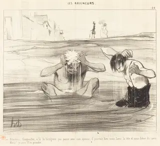 Attention, Gargouillet, v'la le bourgeois qui passe..., by Honoré Daumier, ink, 1842