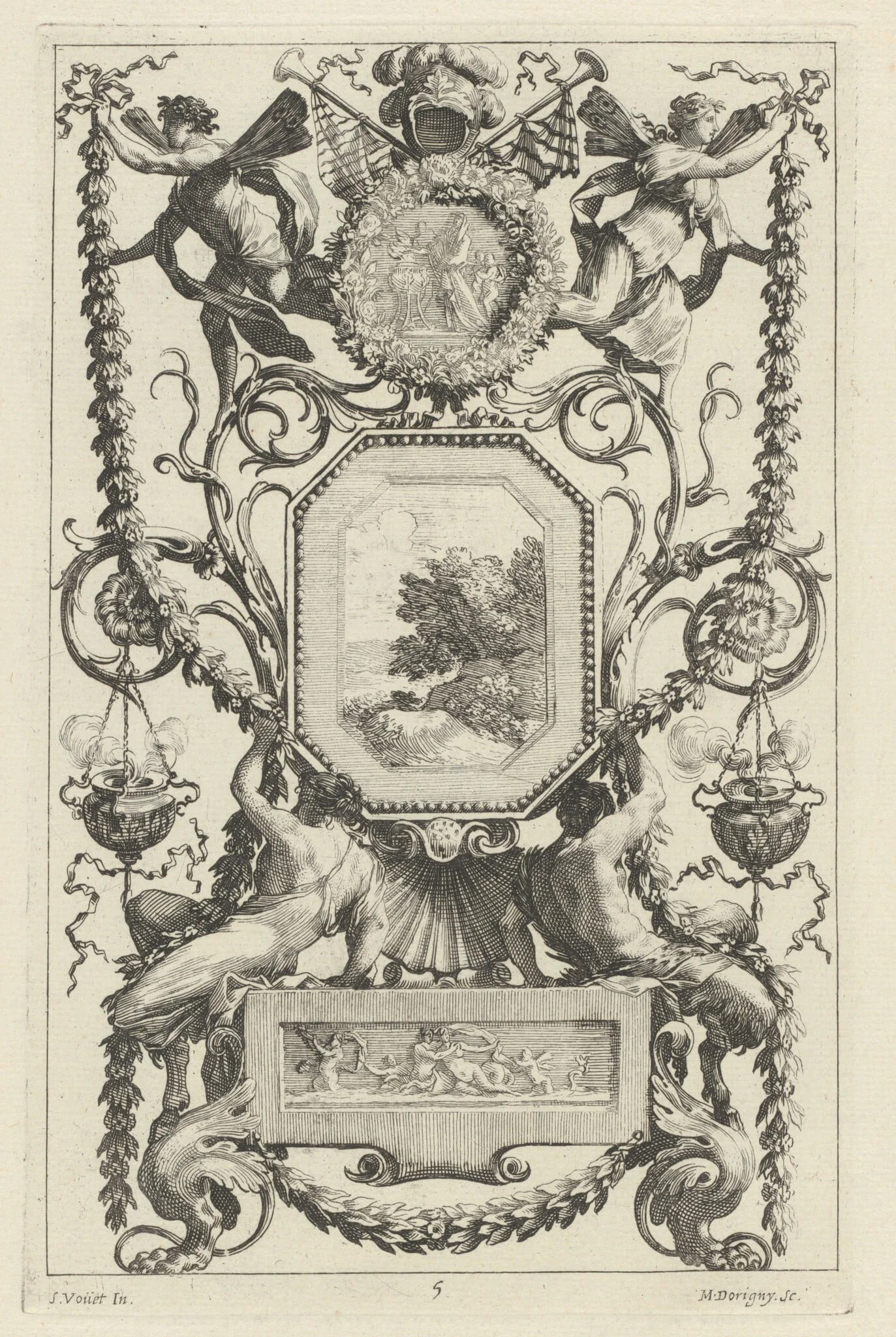 Ornamental Panel Surmounted by a Medallion with a Sacrifice, detail