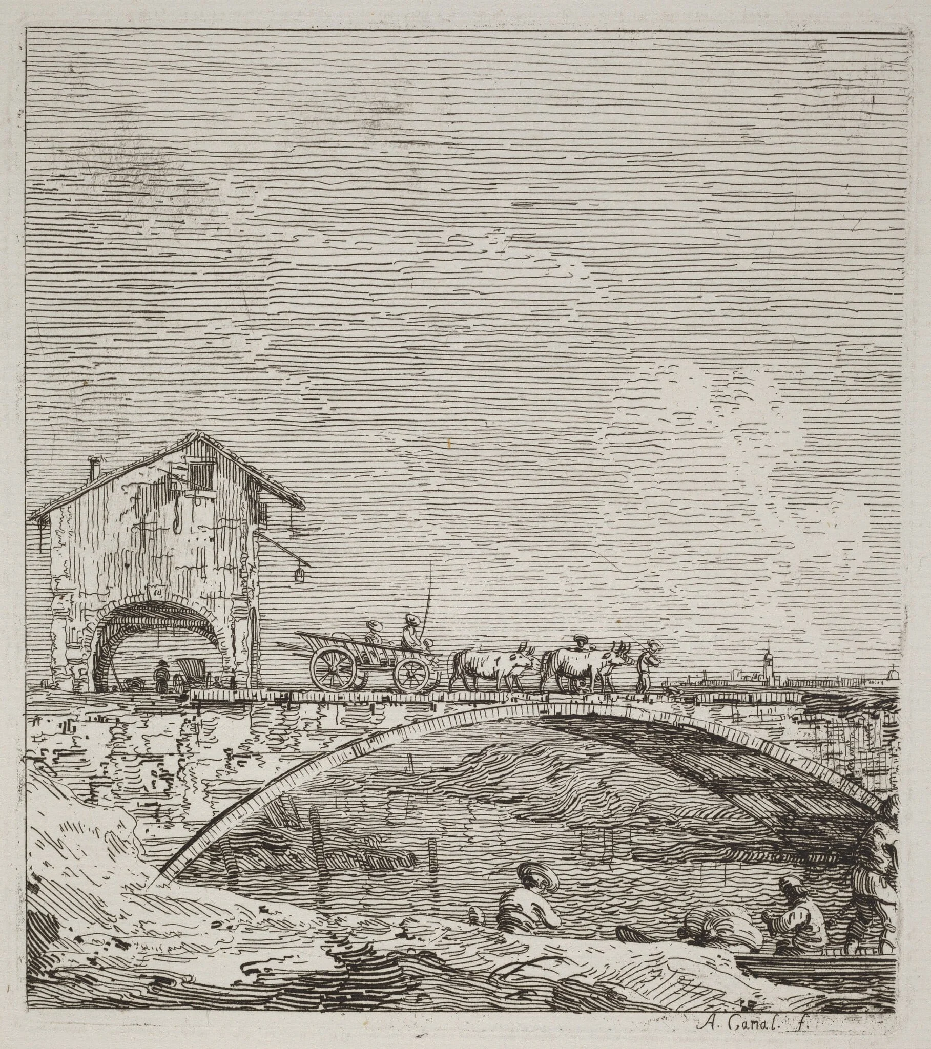 The Wagon Passing over a Bridge, detail