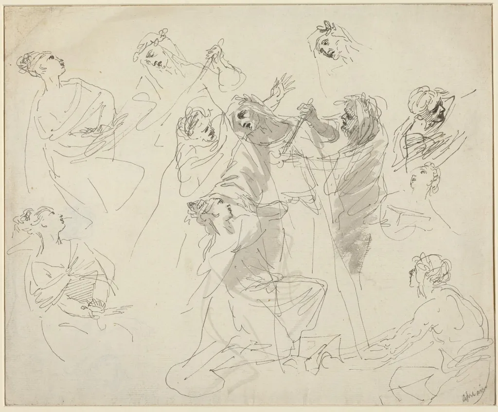 Figure Studies [recto], by Giovanni Battista Cipriani, ink, 1756