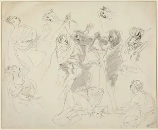 Figure Studies [recto], by Giovanni Battista Cipriani, ink, 1756