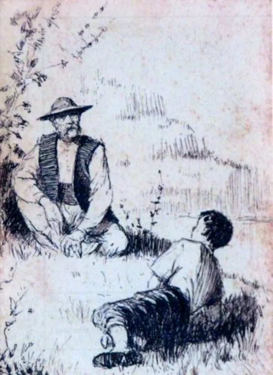 Ilustrație la romanul „Nada florilor” de M. Sadoveanu, detail