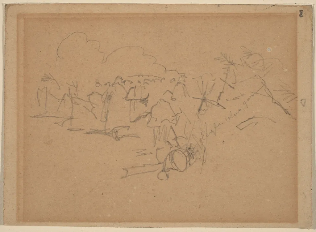 End of the March [recto], by Winslow Homer, graphite, 1862
