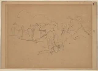 End of the March [recto], by Winslow Homer, graphite, 1862