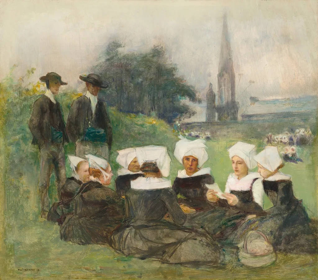 Study for "Breton Women at a Pardon", by Pascal-Adolphe-Jean Dagnan-Bouveret, oil, 1887