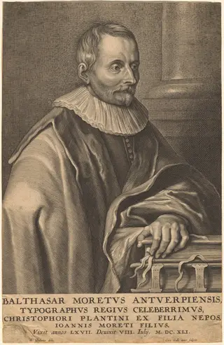 Balthasar Moretus of Antwerp, by Cornelis Galle I, ink, 1613