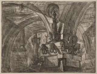 The Pier with a Lamp, by Giovanni Battista Piranesi, ink, 1750