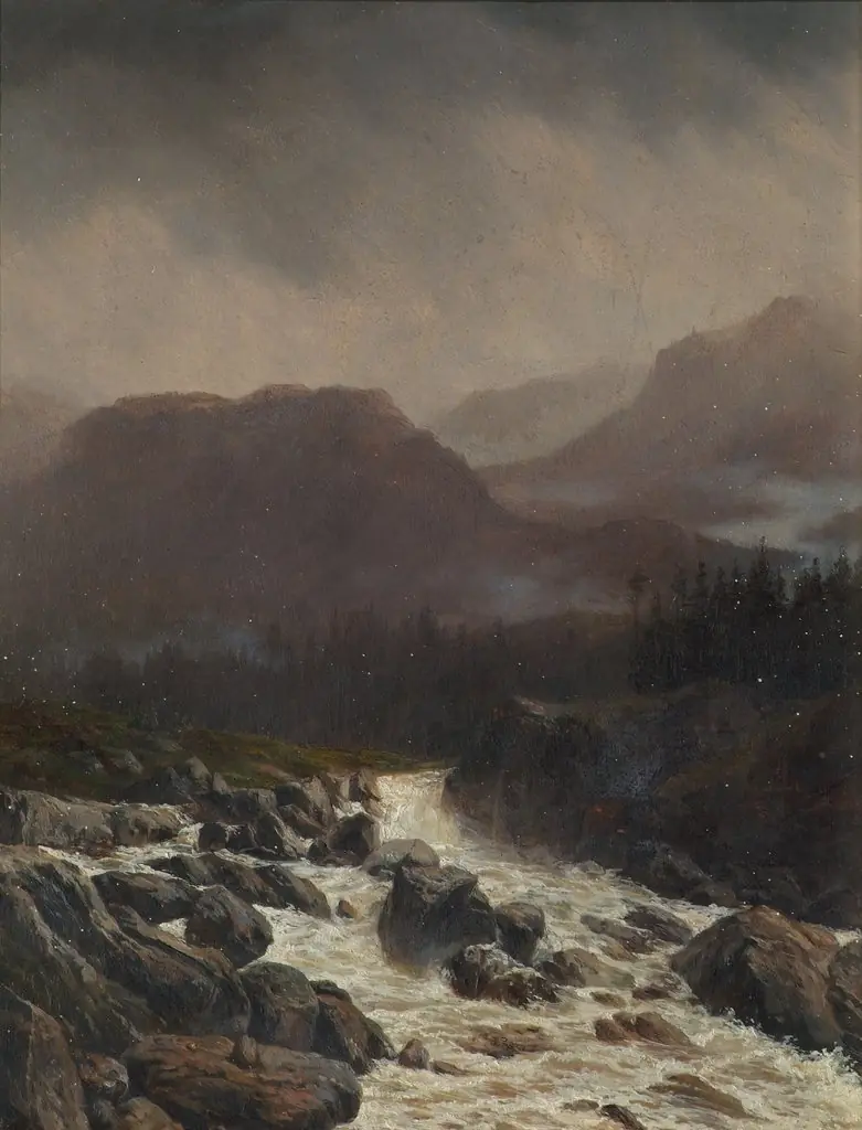 Rainy Landscape, by Carl Höflmayr, oil, 1890