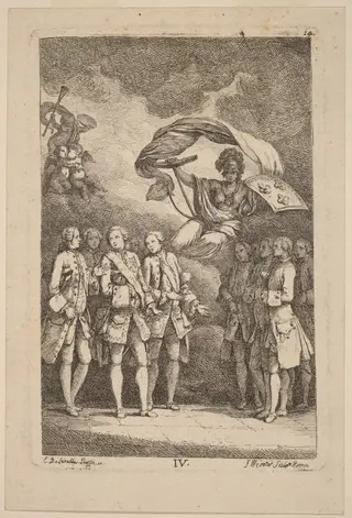 Nella Venuta in Roma: pl. 4, by Franz Edmund Weirotter, ink, 1764