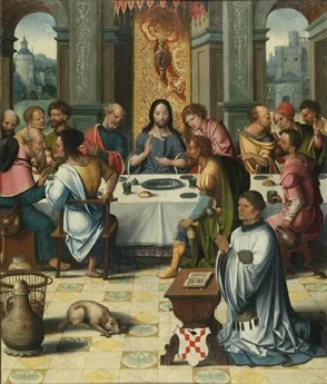 Het Laatste Avondmaal met de stichter, detail