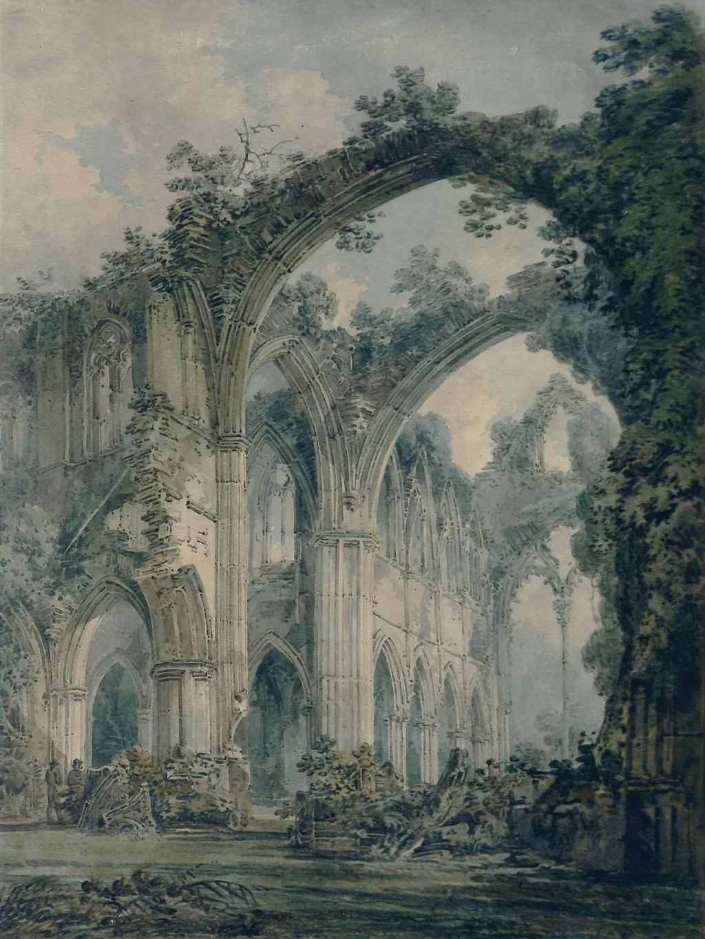Interior of Tintern Abbey, Monmouthshire, by Joseph Mallord William Turner, watercolor, 1794