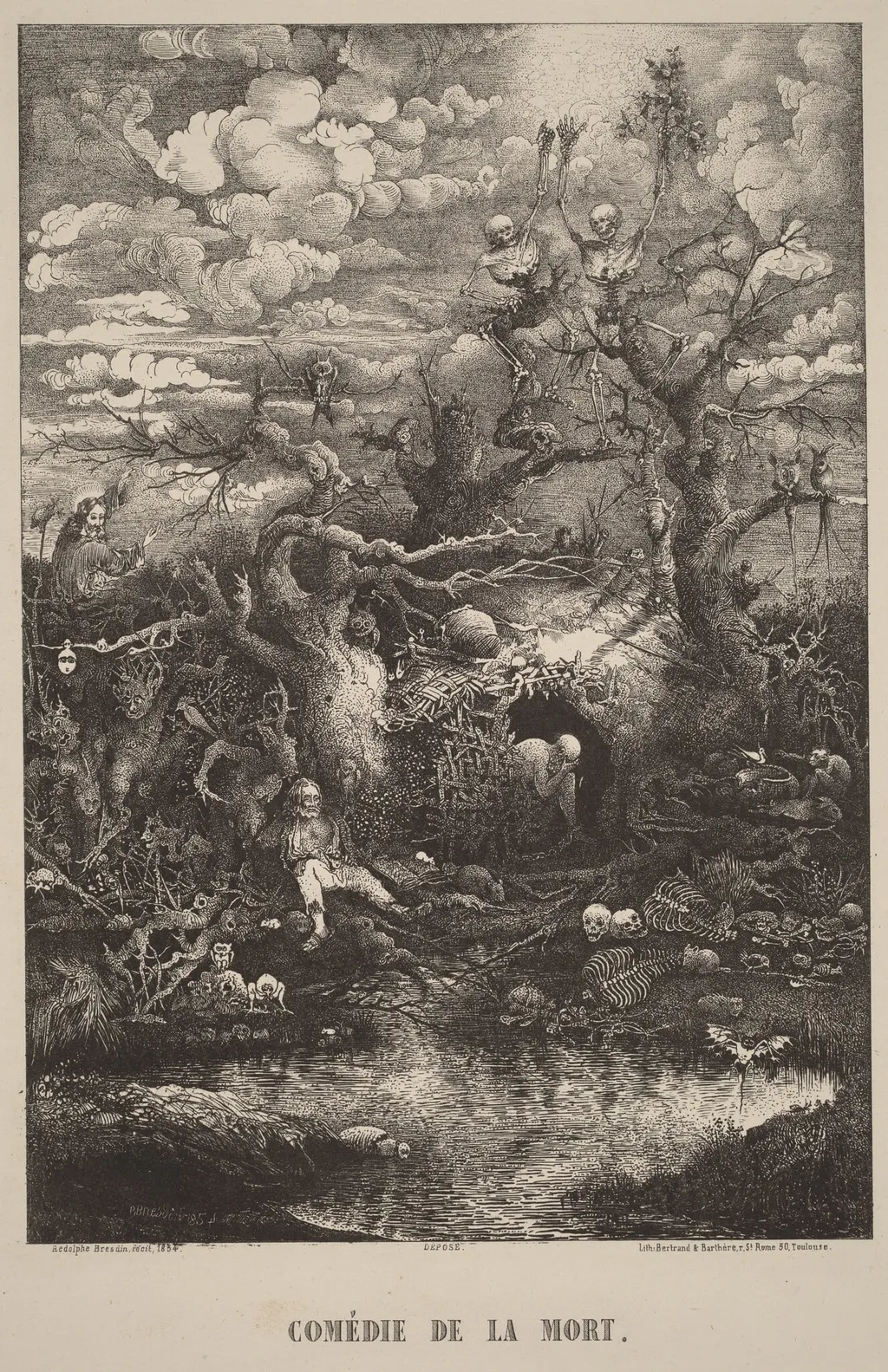 Comedie de la Mort, by Rodolphe Bresdin, ink, 1854