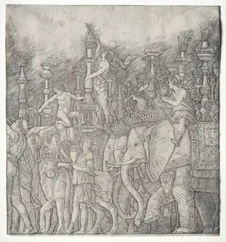 The Triumphs of Caesar:  The Elephants, by Giovanni Antonio da Brescia, 1490