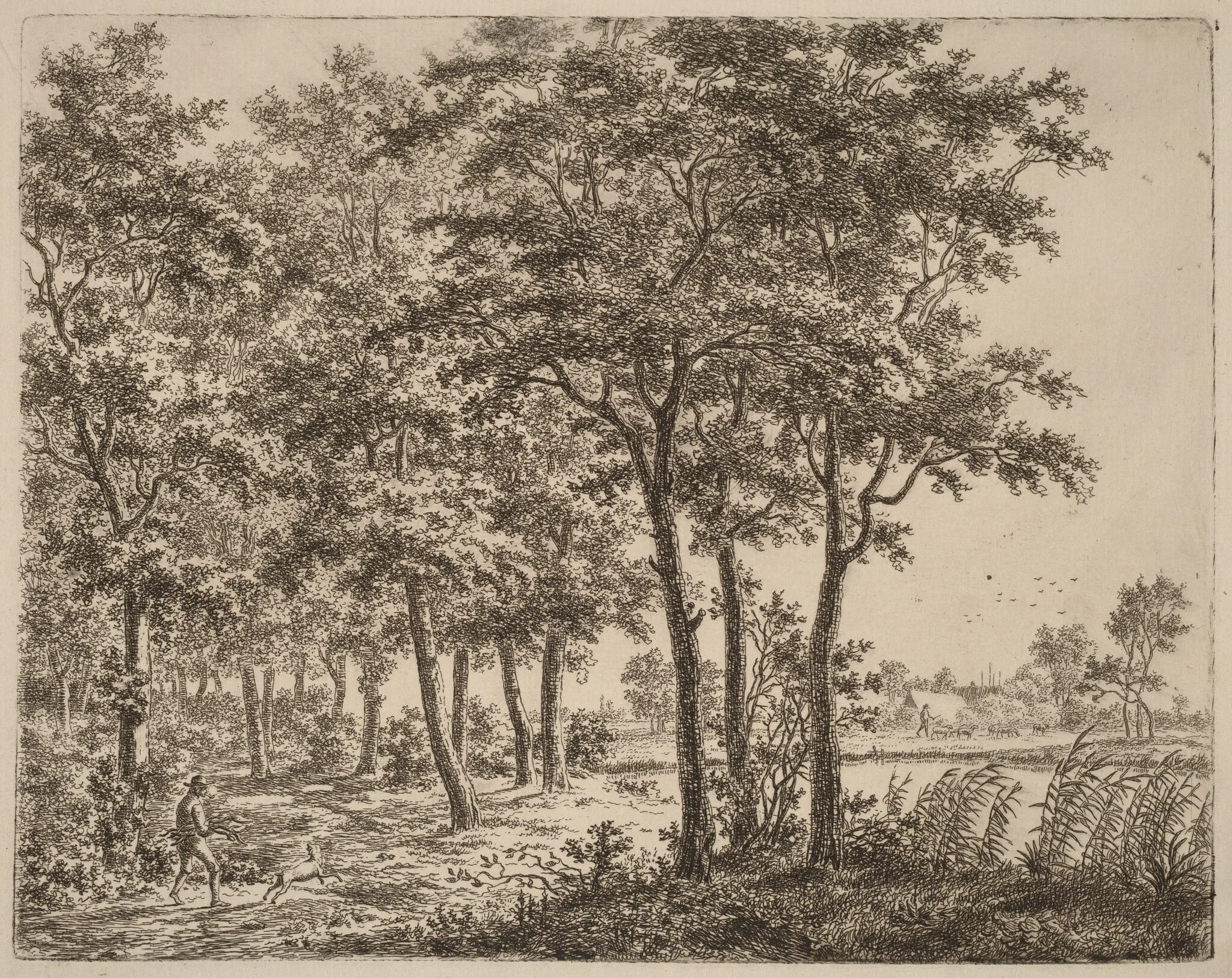 Landscape with a Peasant Carrying Firewood, detail
