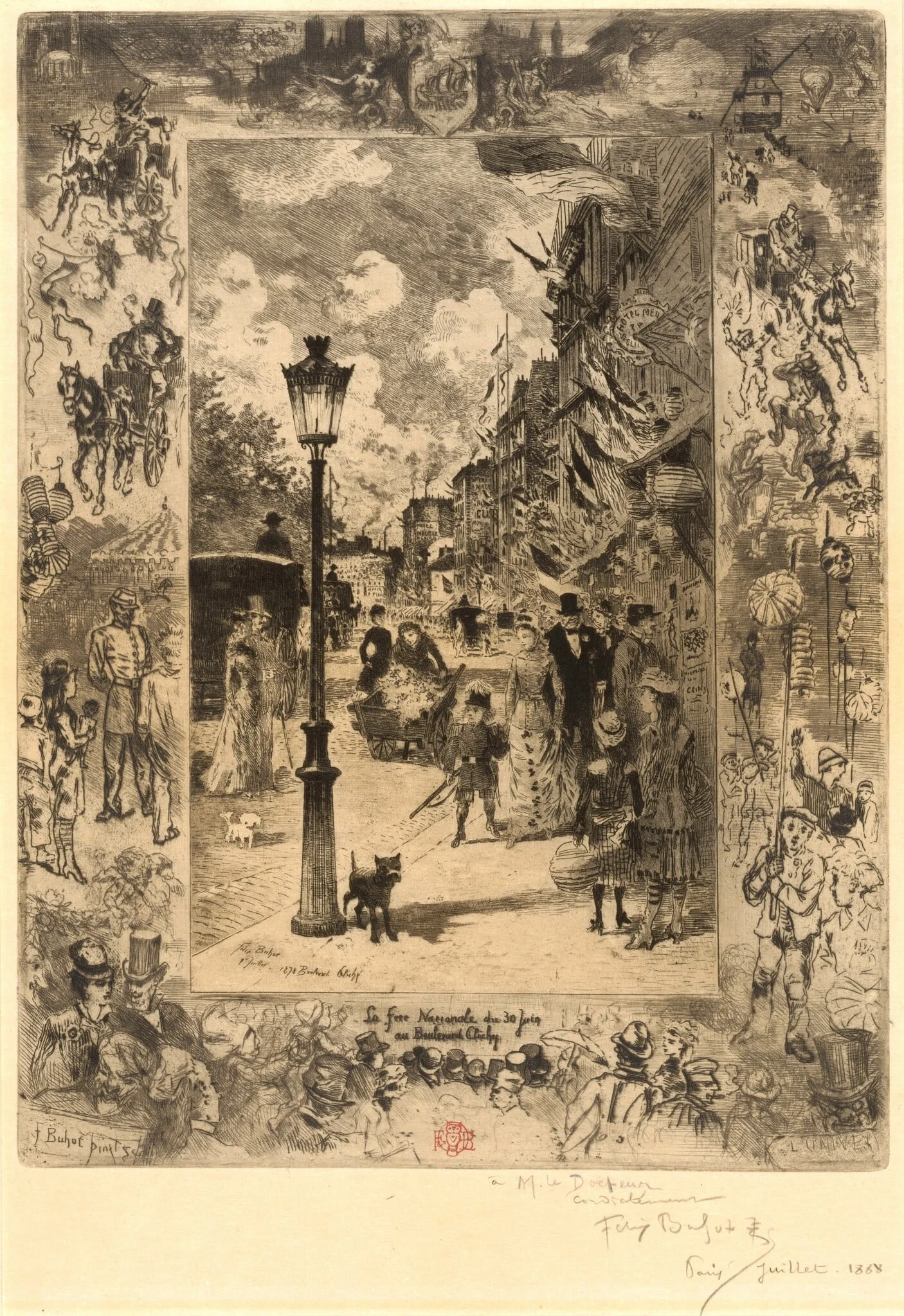 La Fête nationale au Boulevard Clichy (National Holiday on the Boulevard de Clichy), detail