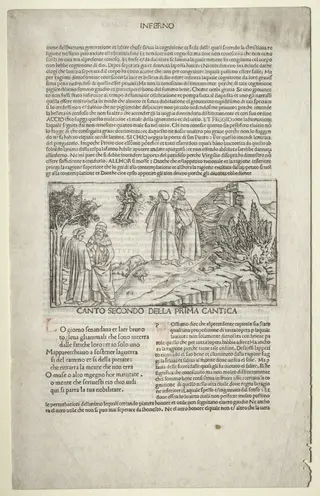 Dante and Virgil with the Vision of Beatrice, by Baccio Baldini, 1483