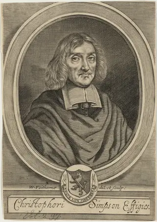 Christopher Chelys Simpson, by William Faithorne, ink, 1667
