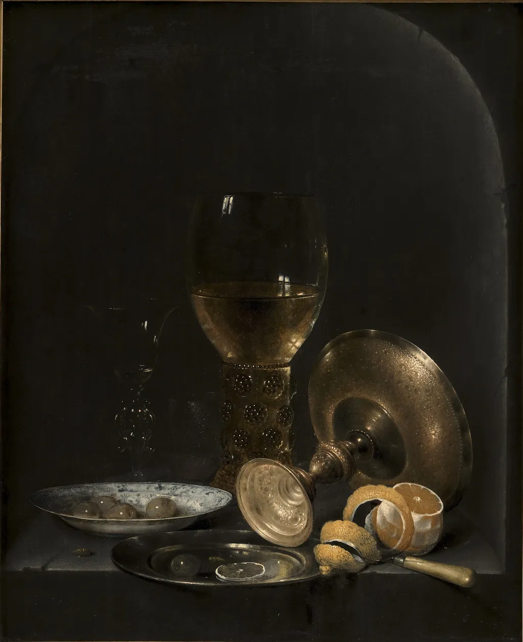 Still life. Breakfast Piece in a Stone Niche, by Jan Hendricksz. van Zuylen, unspecified, 1638