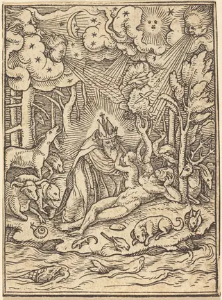 The Creation of Eve, by Hans Lützelburger, ink, 1526