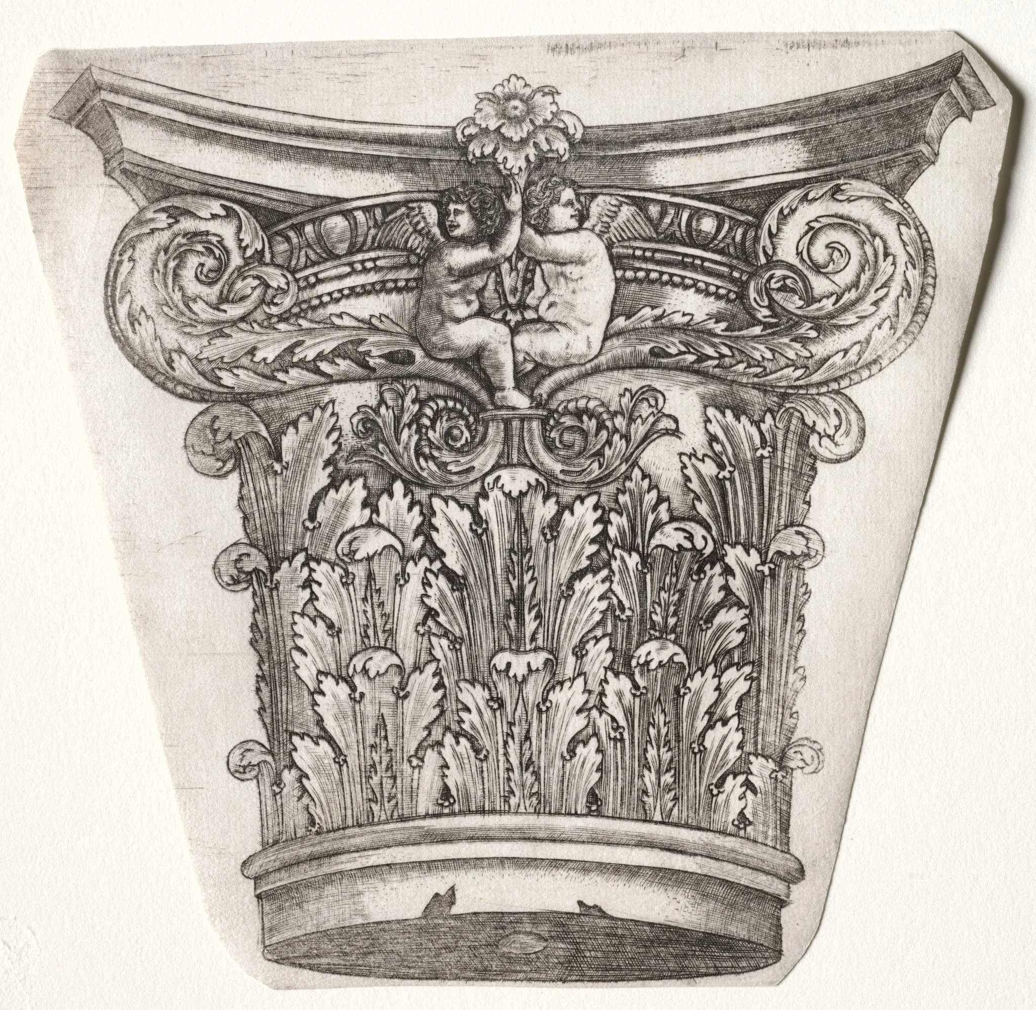 Base and Capital with Putti, detail