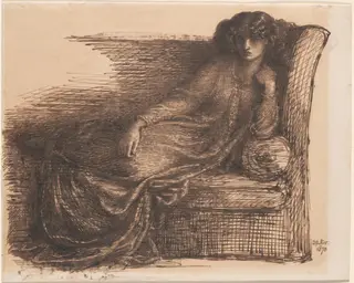 Jane Morris, by Dante Gabriel Rossetti, ink, 1870