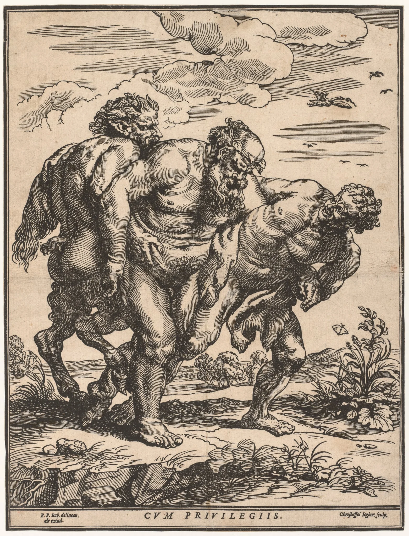 Silenus Accompanied by a Satyr and a Faun, detail