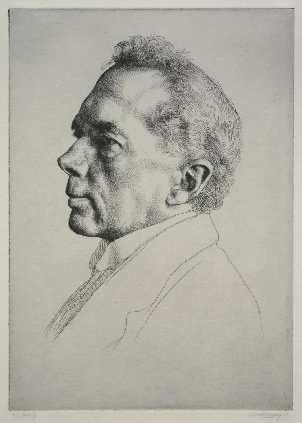 Campbell Dodgson, Profile to the Left, by William Strang, 1919