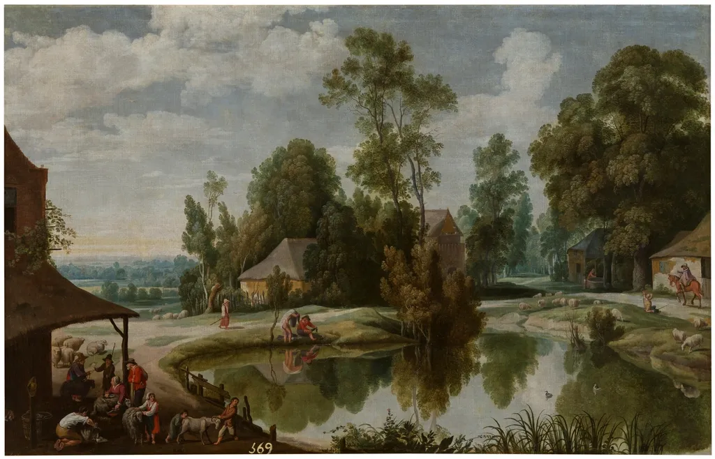 Landscape with shearers, by Jan Wildens, oil, 1613