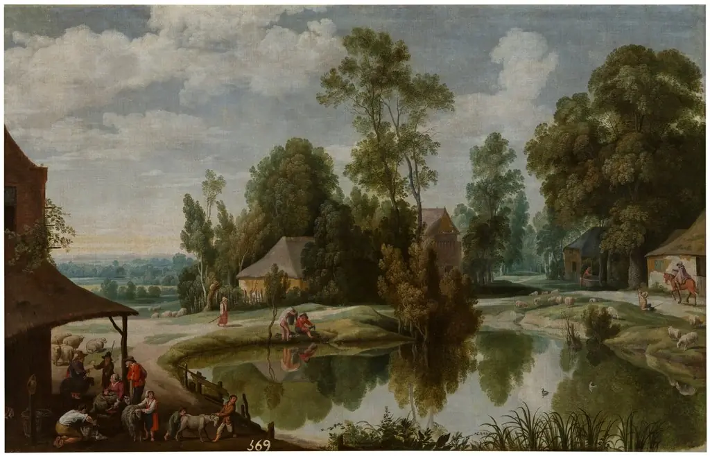 Landscape with shearers, by Jan Wildens, oil, 1613