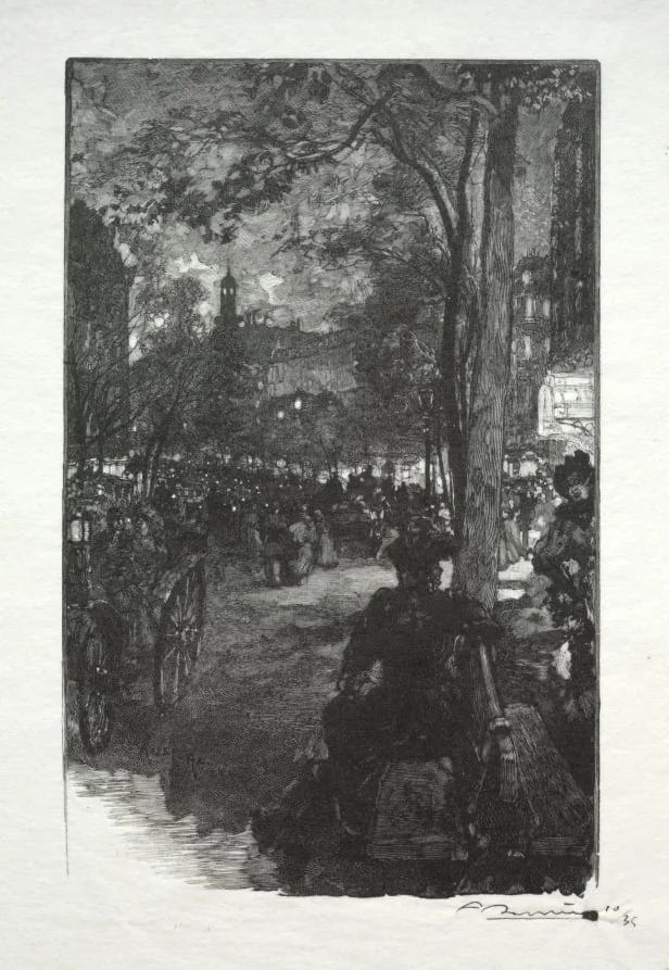 Le Boulevard Montmartre, le Soir, detail