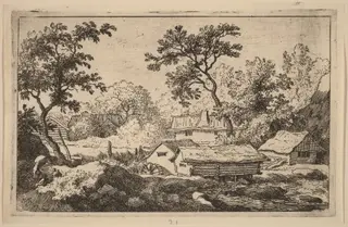 Mill below a Waterfall, by Allart van Everdingen, ink, 1650