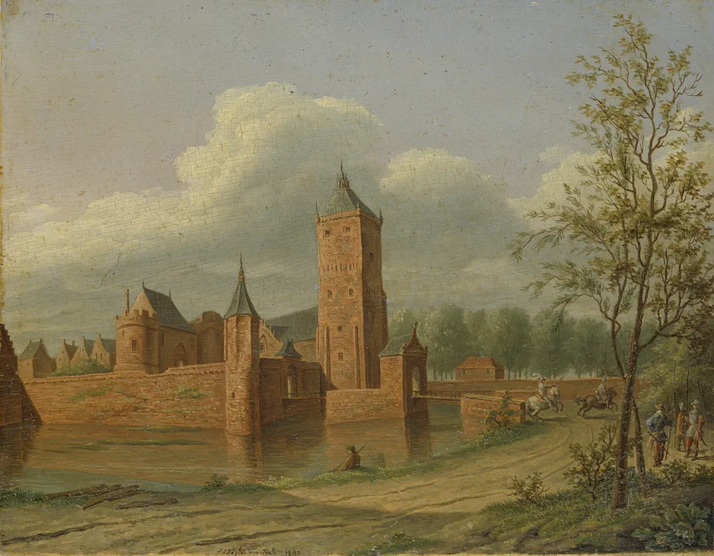 Batestein Castle near Vianen, by Jan Jacob Teyler van Hall, oil, 1840